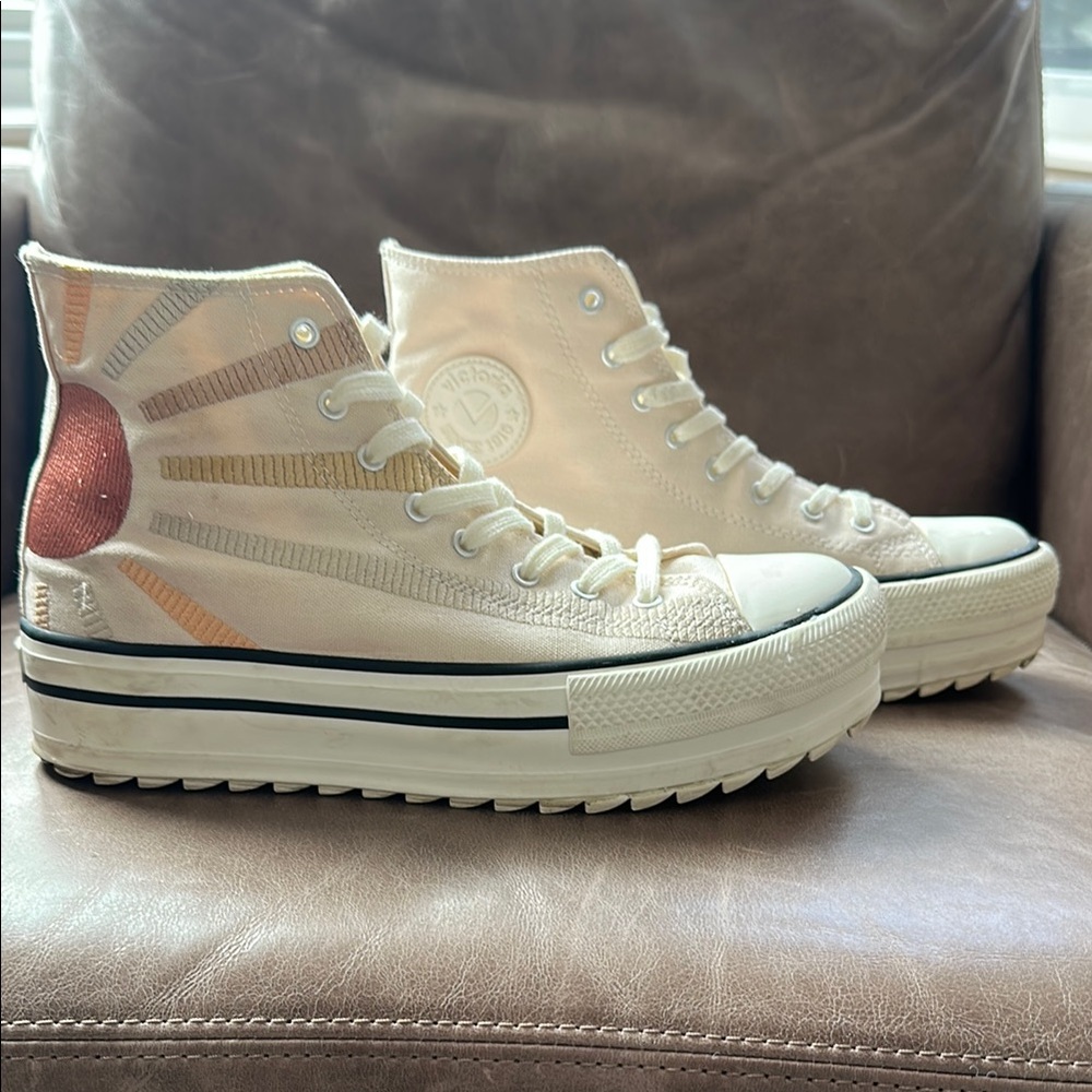 High-Top Platform Sneakers in Cream by Victoria